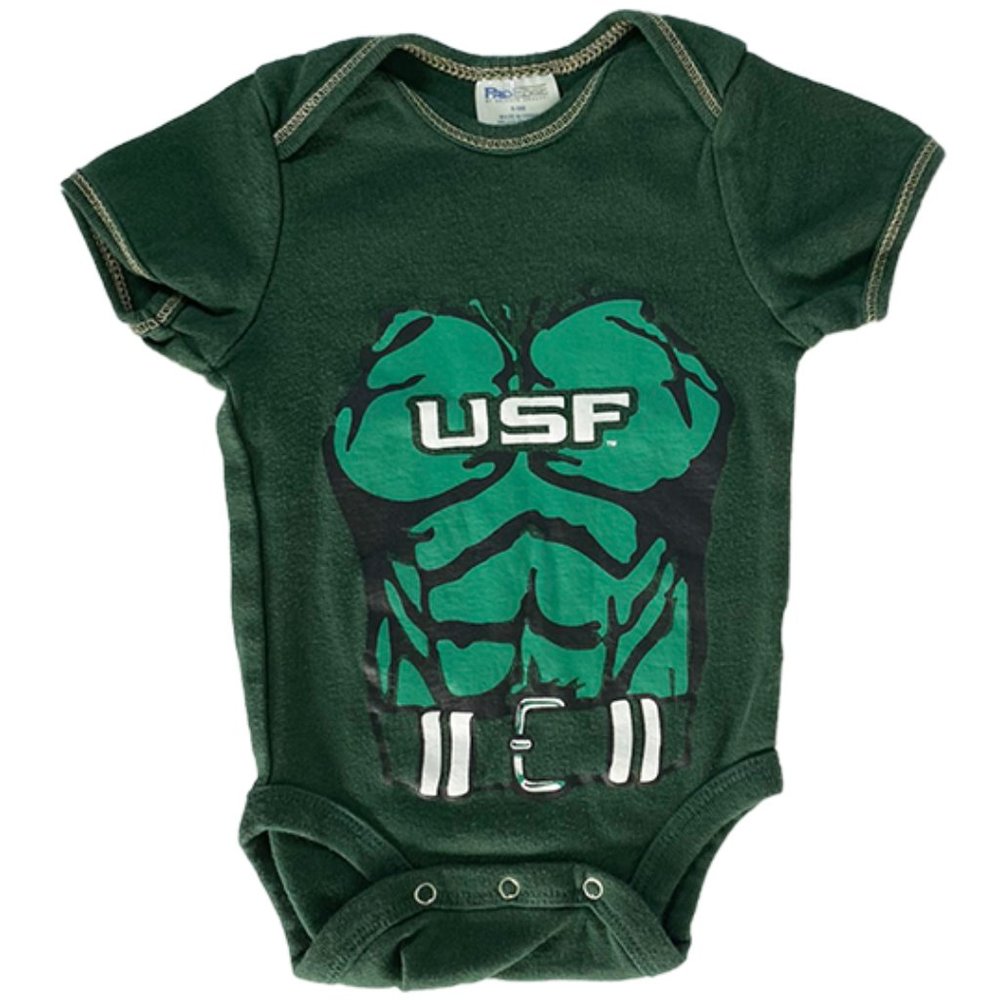 4/$12 💥♻ Pro Edge Infant USF Chest Graphic Dark Green Bodysuit | Sz 6-9m | 418